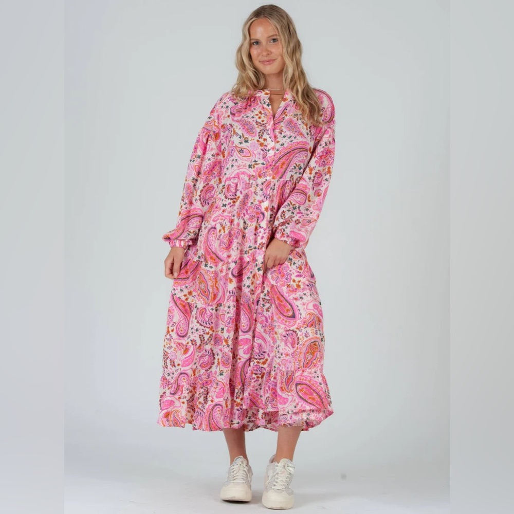 Lucca Couture AURORA Maxi Dress in Pink size large